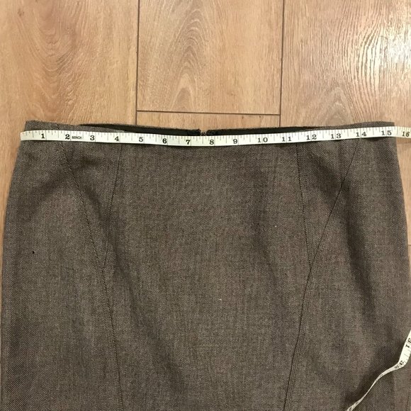 Vintage Wool-Blend Heather Brown Seamed Pencil Skirt - Size 4 - Picture 8 of 12